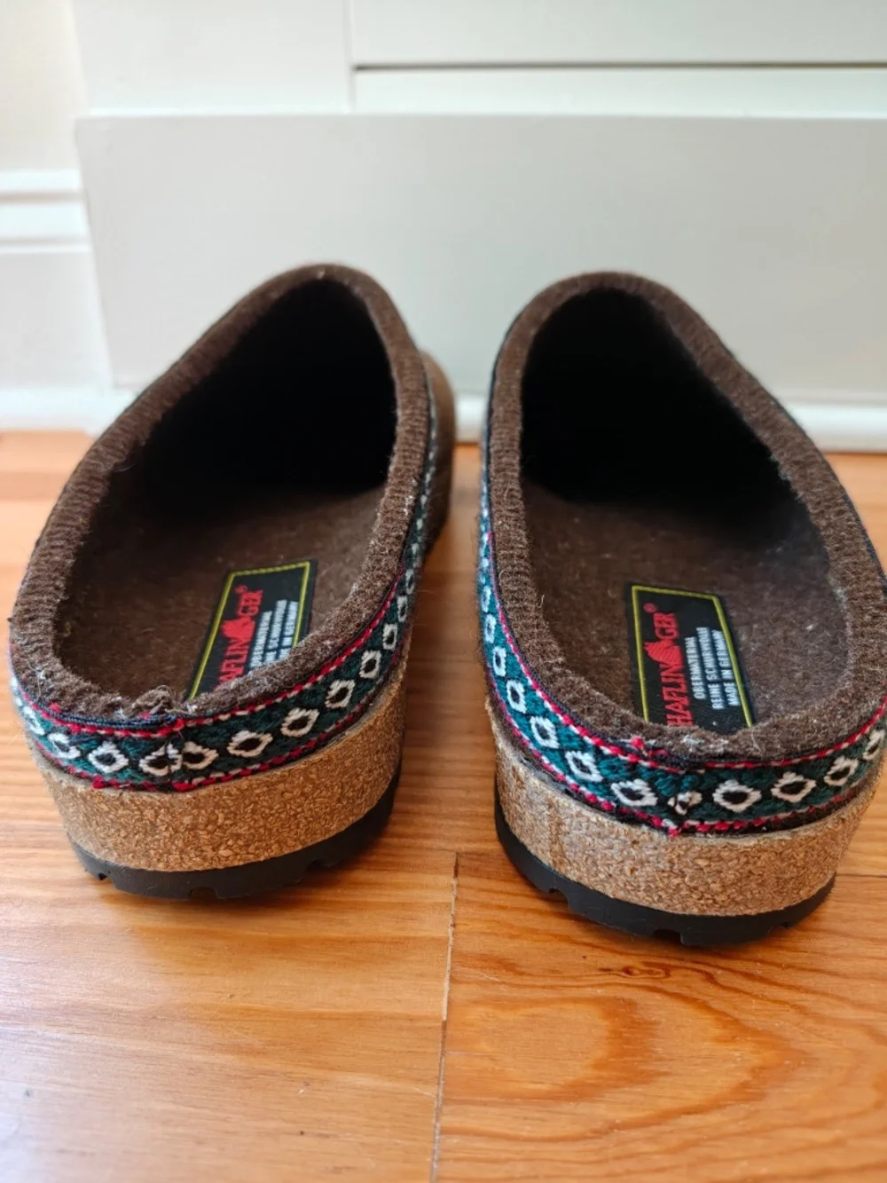 Haflinger Grizzly Clog Slippers Mens 43 US 10 Brown Chocolate Wool Felt Mules